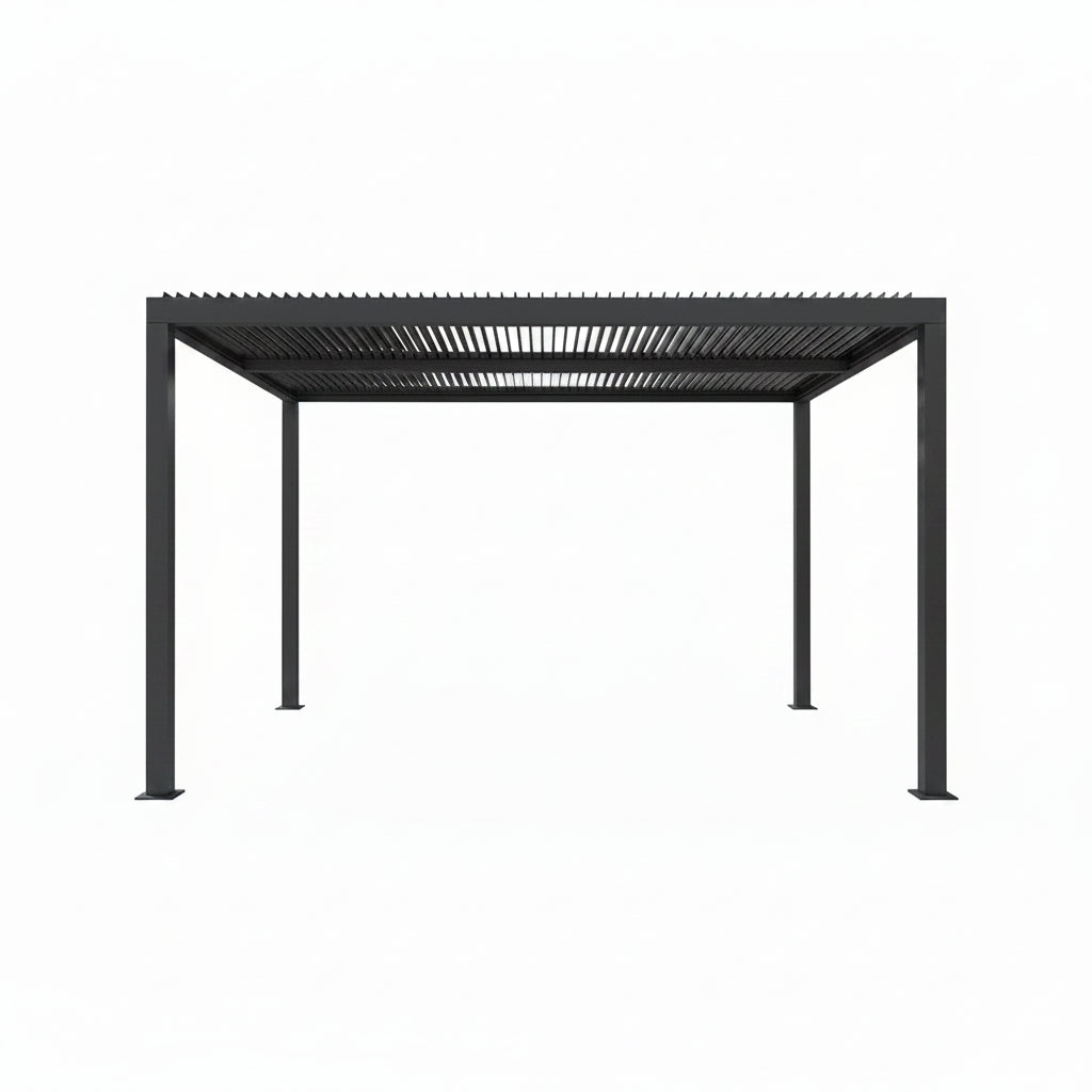 Gray Louvered Pergola Outdoor Aluminum Pergola with Adjustable Roof for Patio Gray Hardtop Gazebo