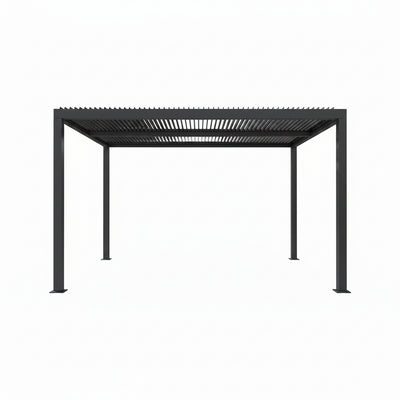 Gray Louvered Pergola Outdoor Aluminum Pergola with Adjustable Roof for Patio Gray Hardtop Gazebo