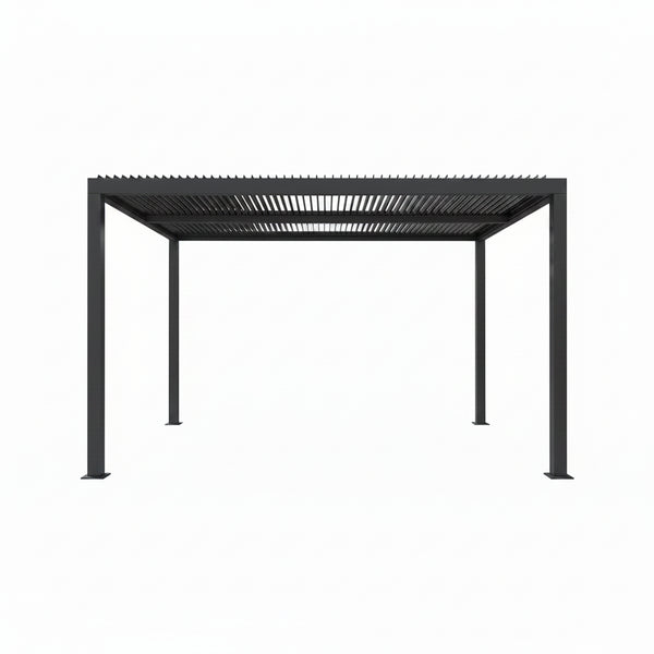 Gray Louvered Pergola Outdoor Aluminum Pergola with Adjustable Roof for Patio Gray Hardtop Gazebo