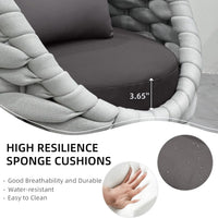 6-Piece Aluminum Patio Furniture Set, Olefin Rope Modern Outdoor Conversation Set Sectional Sofa with Water Repellent Thick Cushions and Coffee Table for Balcony, Garden, Light Grey