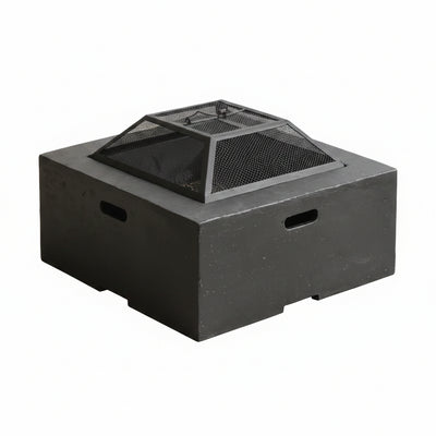 29 In. Dark Gray Square Wood Outdoor Fire Pit