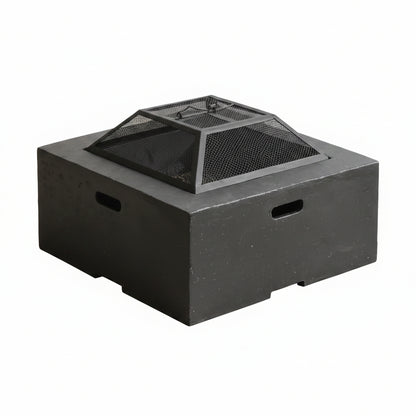 29 In. Dark Gray Square Wood Outdoor Fire Pit